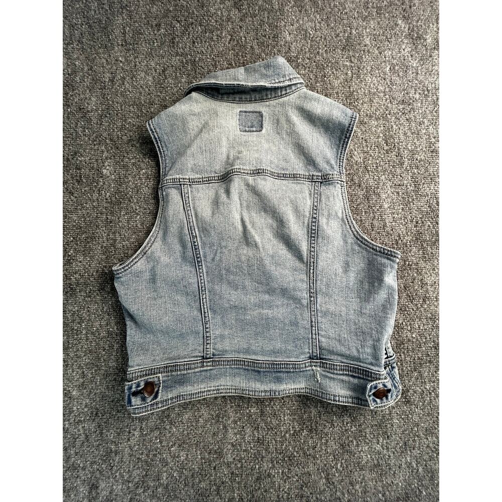 American Eagle Denim Vest Women's Medium Light Wash Stretch Jean Jacket - Picture 2 of 9